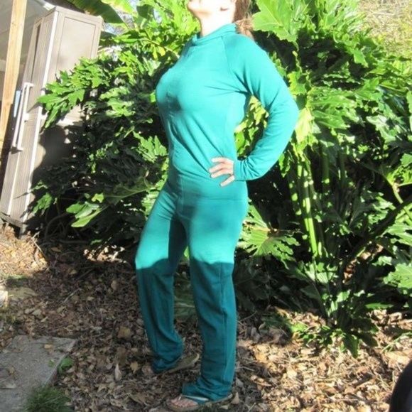 L Green Long Sleeve Long Legs Full Body Suit Jumpsuit Romper One Piece Unisex? - Picture 3 of 9